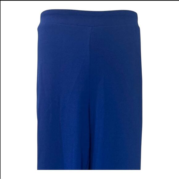 Midnight Velvet Grommet Tunic Stretchy Office Desk to Dinner Party Blue Pantset - Picture 13 of 16